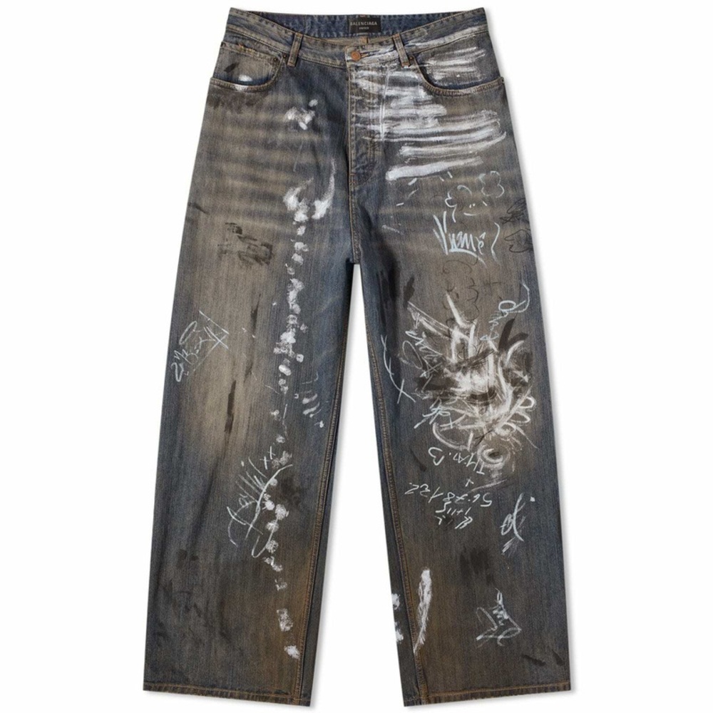 Balenciaga Blue Relaxed Distressed Jeans